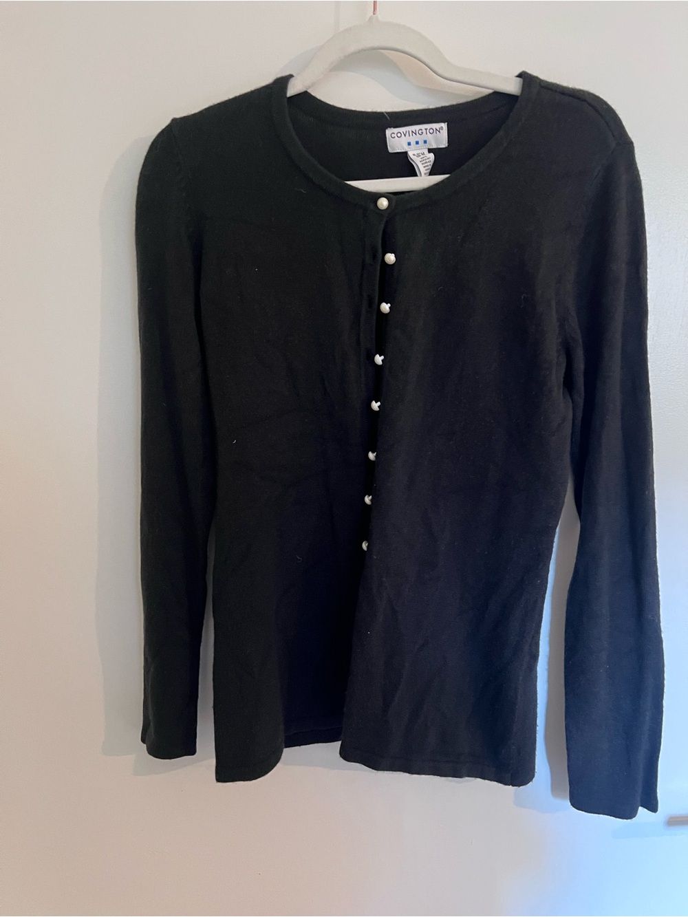 Covington Black Long Sleeve Girls Cardigan with Pearl Buttons